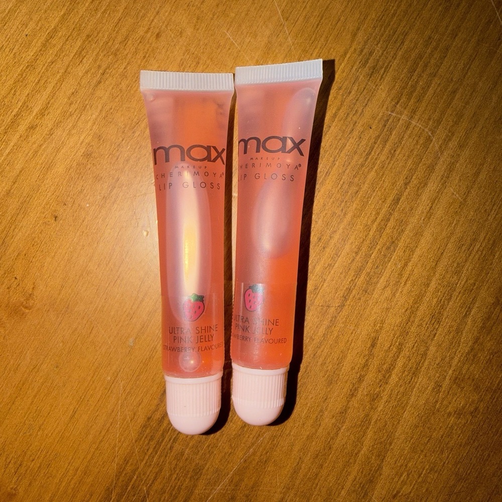 NEW Max Cherimoya Lip Gloss Ultra Shine‎ Pink Jelly Strawberry Sealed Lot Of 2